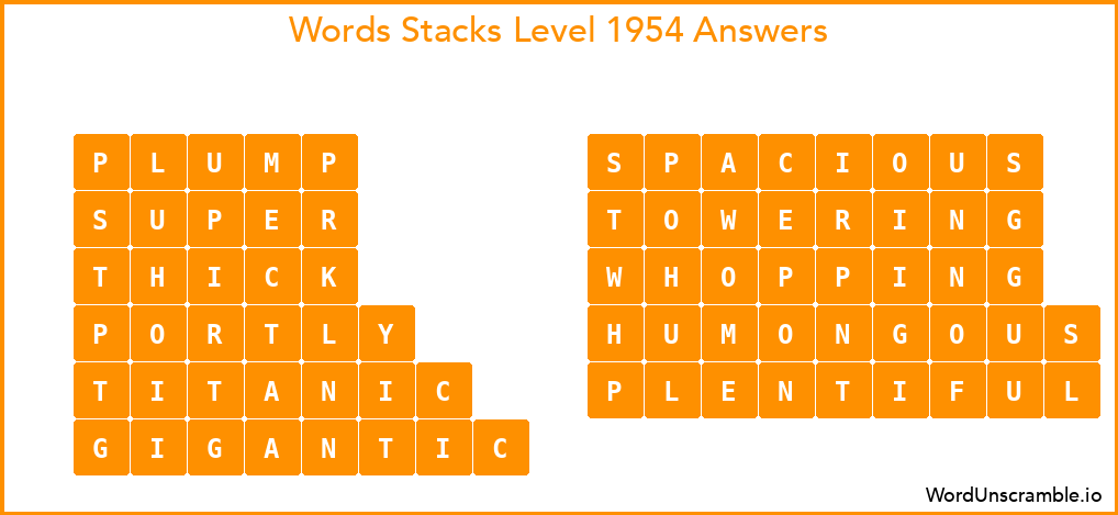 Word Stacks Level 1954 Answers
