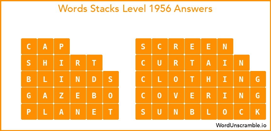 Word Stacks Level 1956 Answers