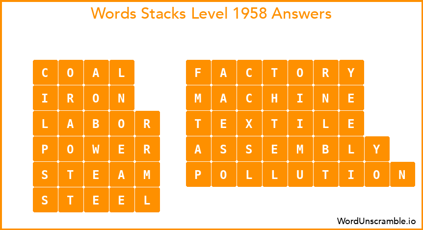 Word Stacks Level 1958 Answers