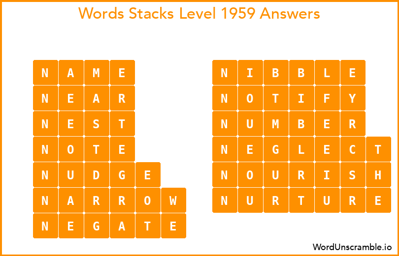Word Stacks Level 1959 Answers