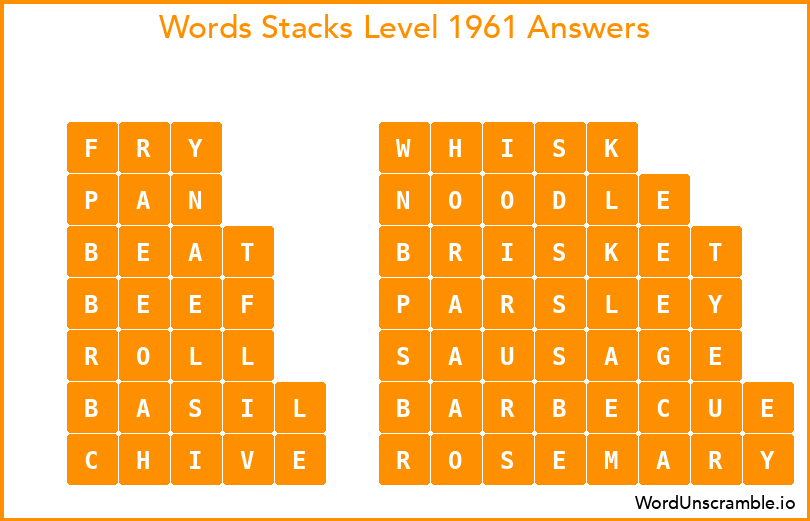Word Stacks Level 1961 Answers
