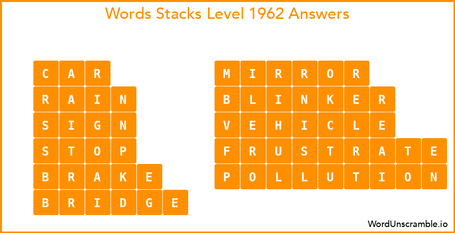 Word Stacks Level 1962 Answers