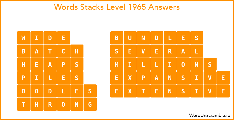 Word Stacks Level 1965 Answers