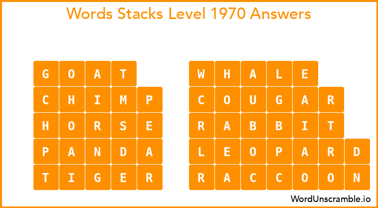 Word Stacks Level 1970 Answers