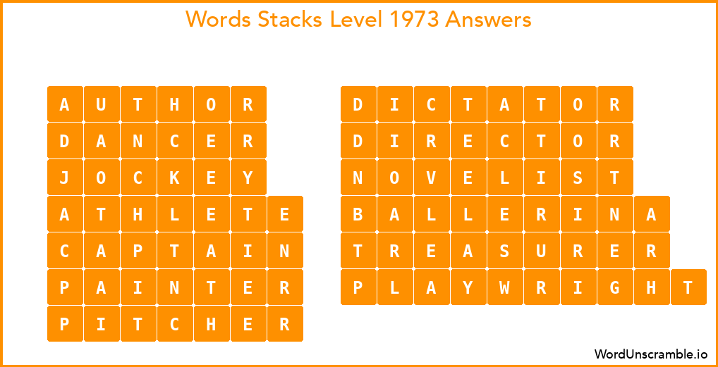 Word Stacks Level 1973 Answers