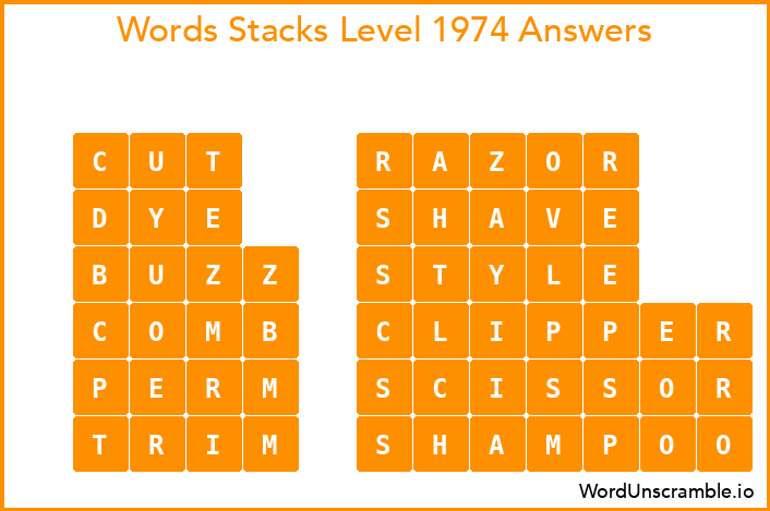 Word Stacks Level 1974 Answers