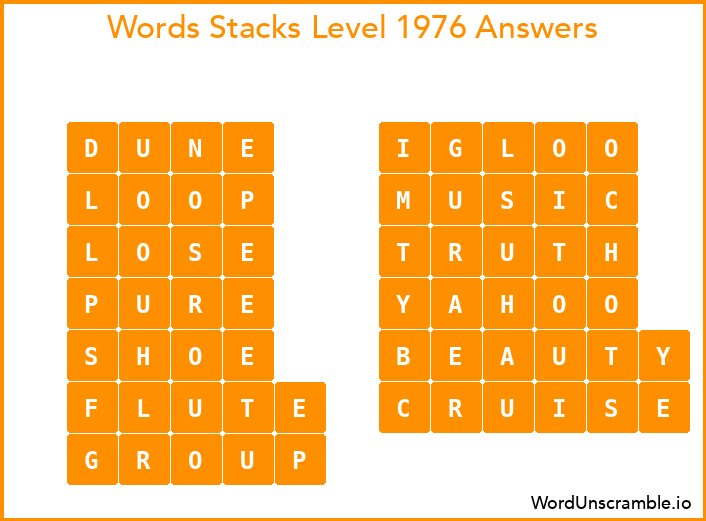 Word Stacks Level 1976 Answers
