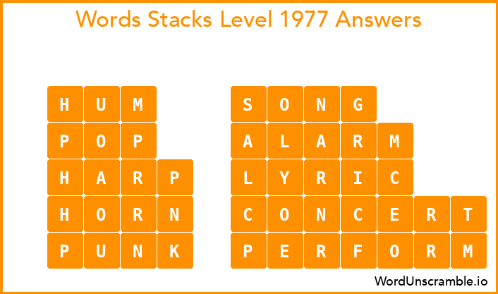Word Stacks Level 1977 Answers