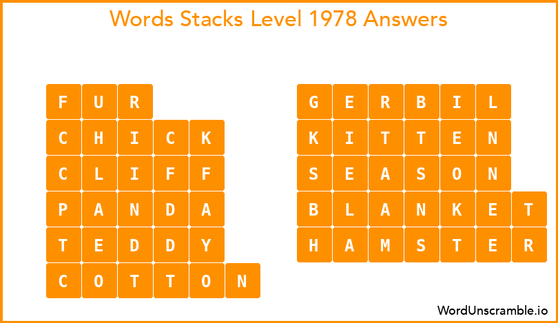 Word Stacks Level 1978 Answers