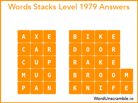 Word Stacks Level 1979 Answers