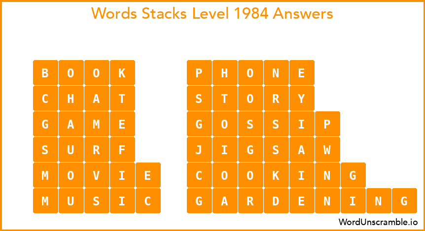 Word Stacks Level 1984 Answers