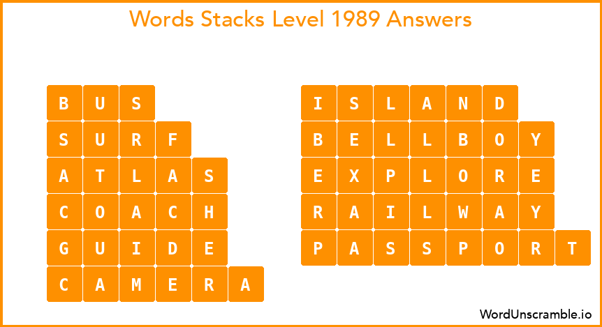 Word Stacks Level 1989 Answers