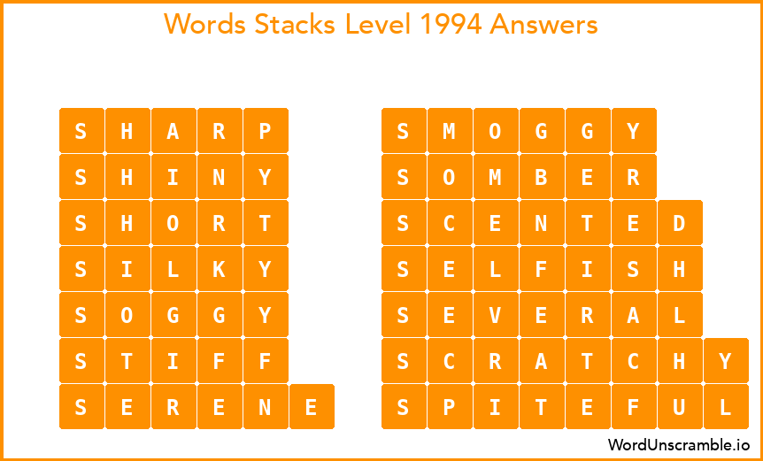 Word Stacks Level 1994 Answers