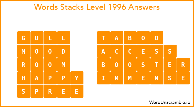Word Stacks Level 1996 Answers