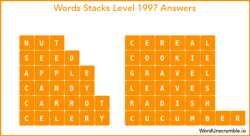 Word Stacks Level 1997 Answers