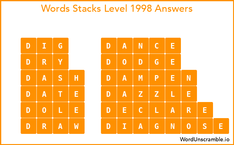 Word Stacks Level 1998 Answers