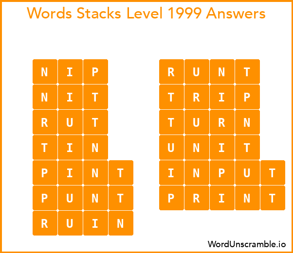 Word Stacks Level 1999 Answers