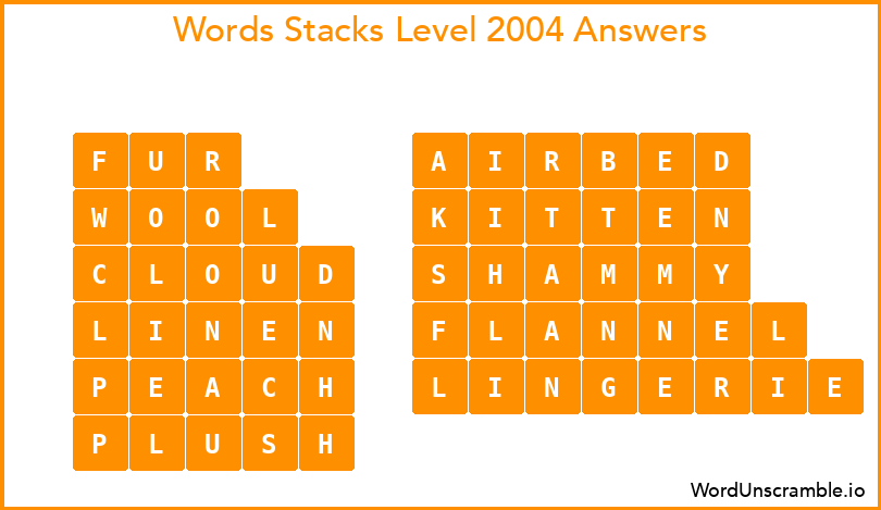 Word Stacks Level 2004 Answers