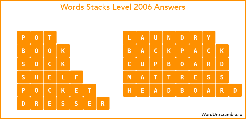 Word Stacks Level 2006 Answers