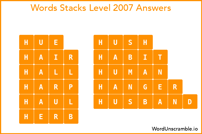 Word Stacks Level 2007 Answers