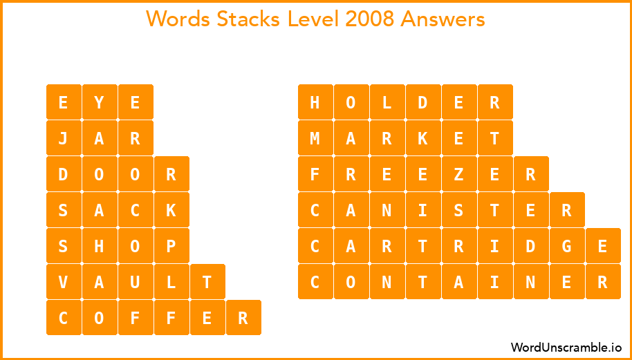 Word Stacks Level 2008 Answers