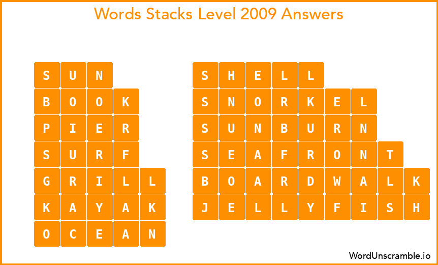 Word Stacks Level 2009 Answers