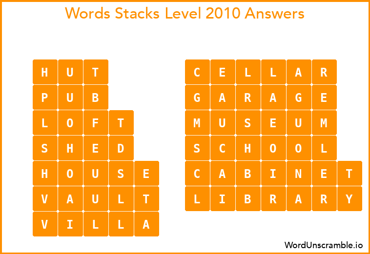Word Stacks Level 2010 Answers
