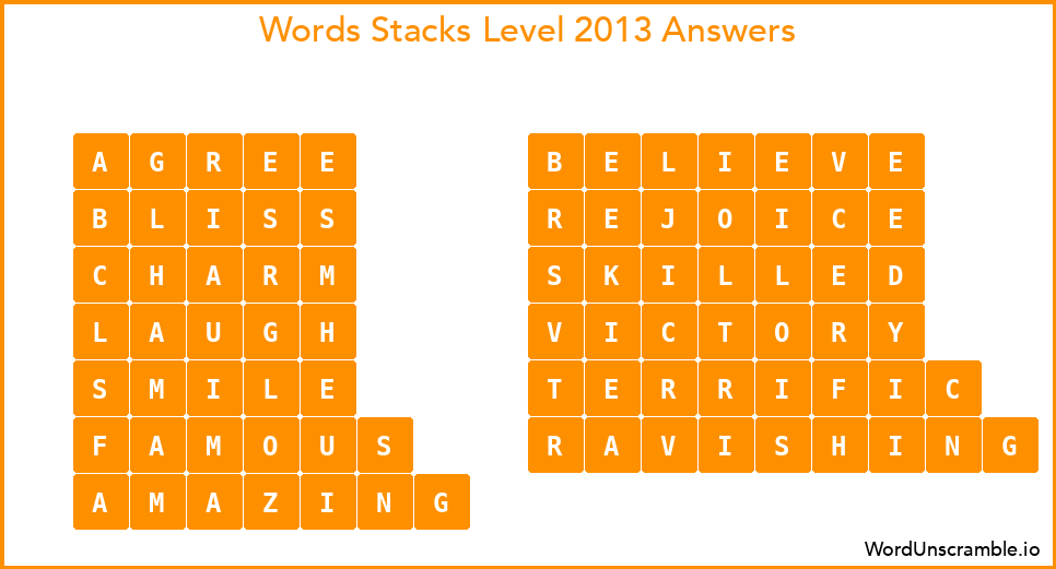 Word Stacks Level 2013 Answers