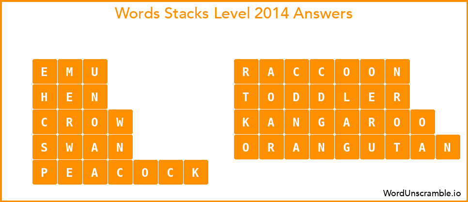 Word Stacks Level 2014 Answers