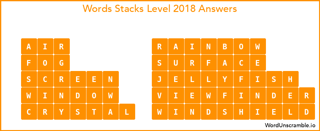 Word Stacks Level 2018 Answers
