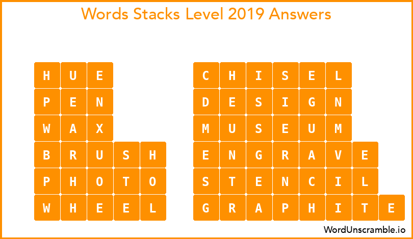 Word Stacks Level 2019 Answers