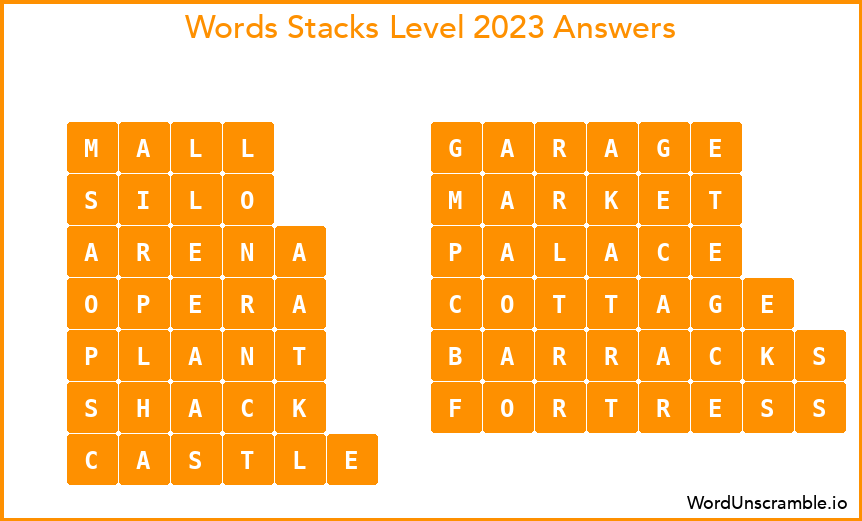 Word Stacks Level 2023 Answers
