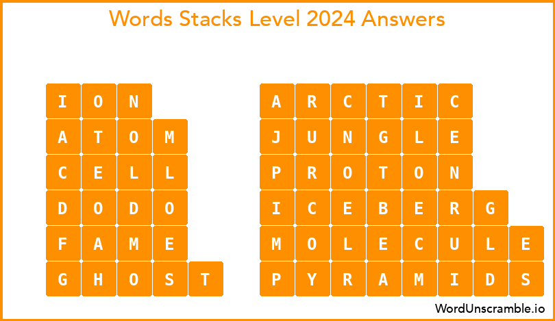 Word Stacks Level 2024 Answers