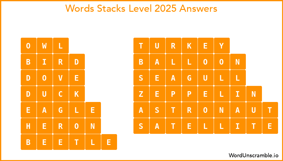 Word Stacks Level 2025 Answers