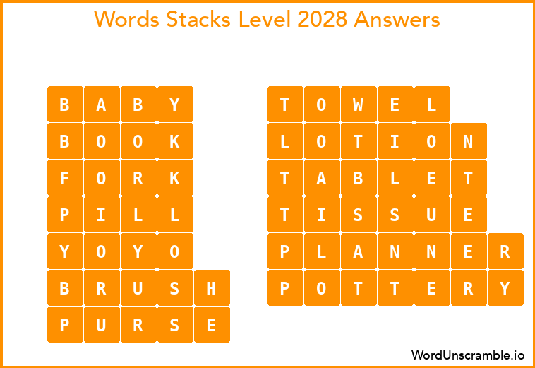 Word Stacks Level 2028 Answers