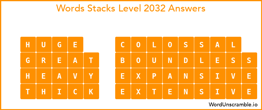 Word Stacks Level 2032 Answers