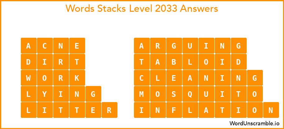 Word Stacks Level 2033 Answers