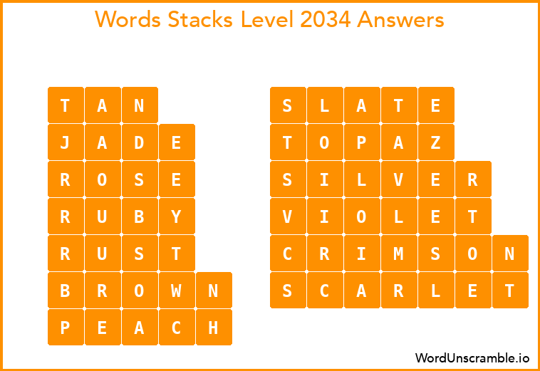 Word Stacks Level 2034 Answers