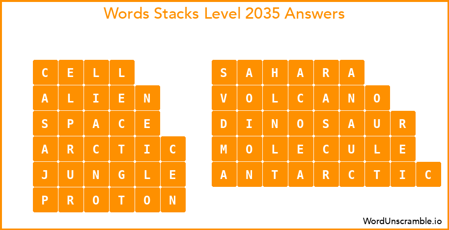 Word Stacks Level 2035 Answers