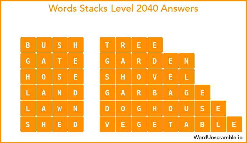 Word Stacks Level 2040 Answers