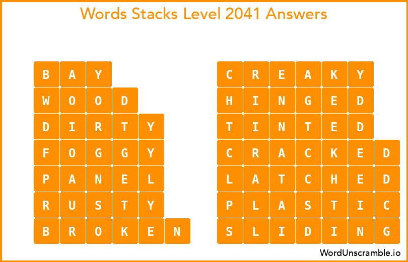 Word Stacks Level 2041 Answers