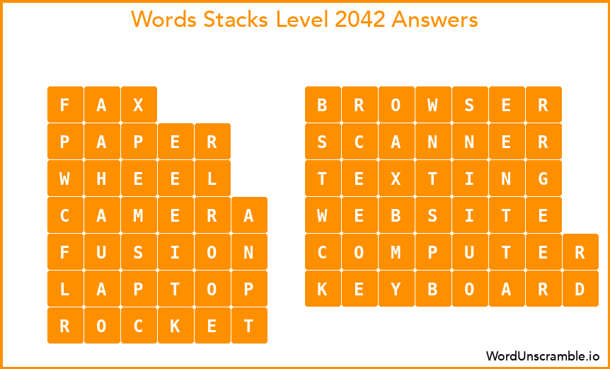 Word Stacks Level 2042 Answers