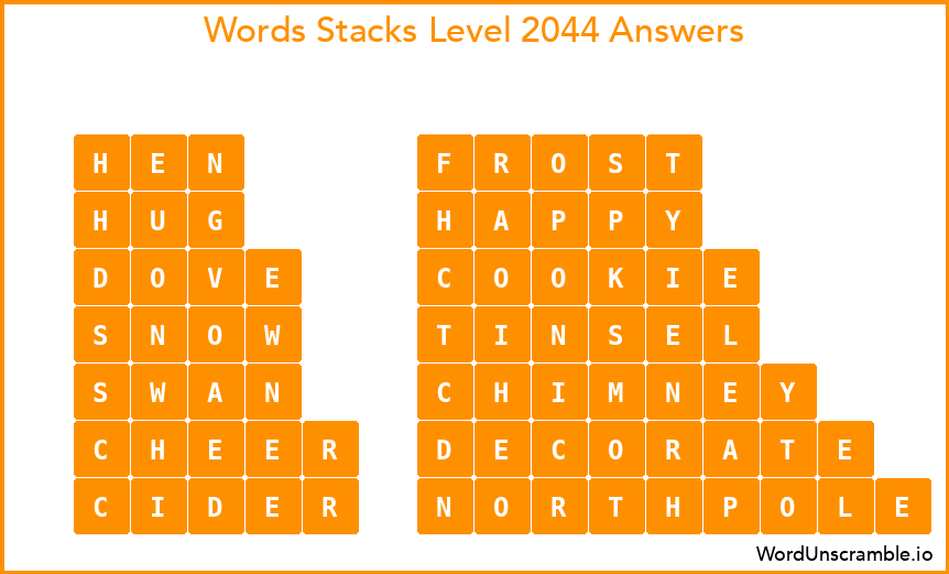 Word Stacks Level 2044 Answers