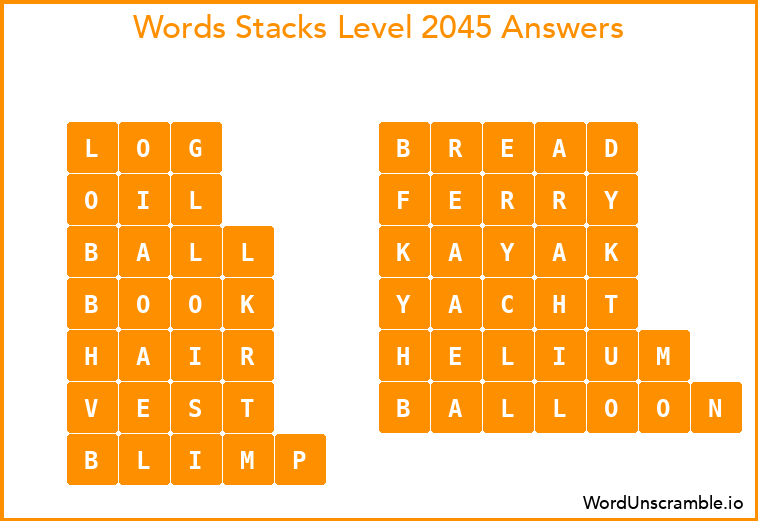 Word Stacks Level 2045 Answers