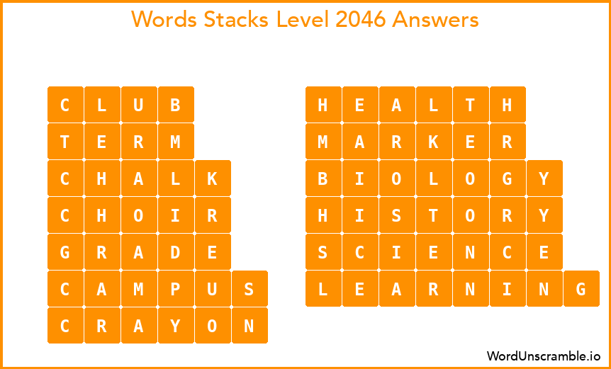 Word Stacks Level 2046 Answers