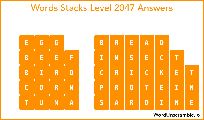 Word Stacks Level 2047 Answers