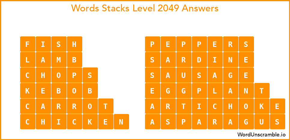 Word Stacks Level 2049 Answers