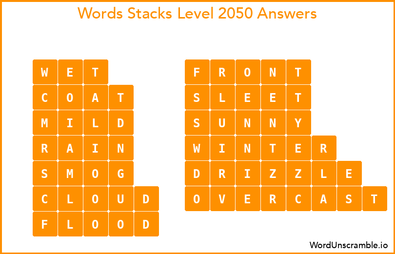 Word Stacks Level 2050 Answers