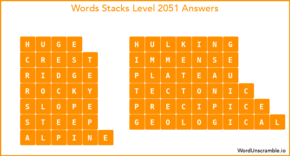Word Stacks Level 2051 Answers