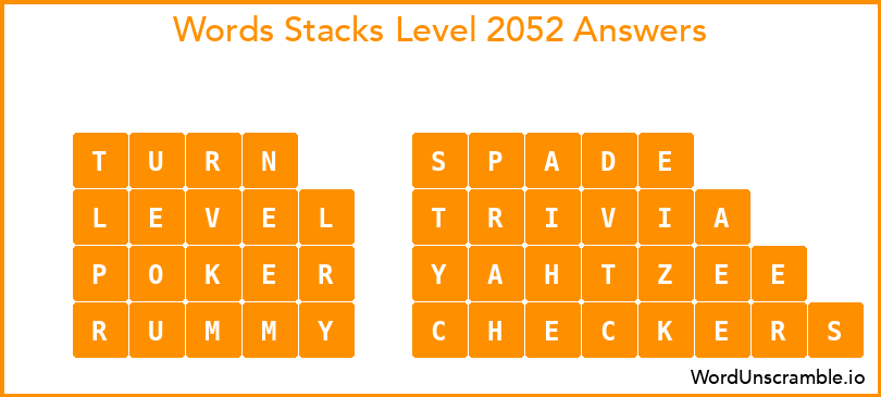 Word Stacks Level 2052 Answers